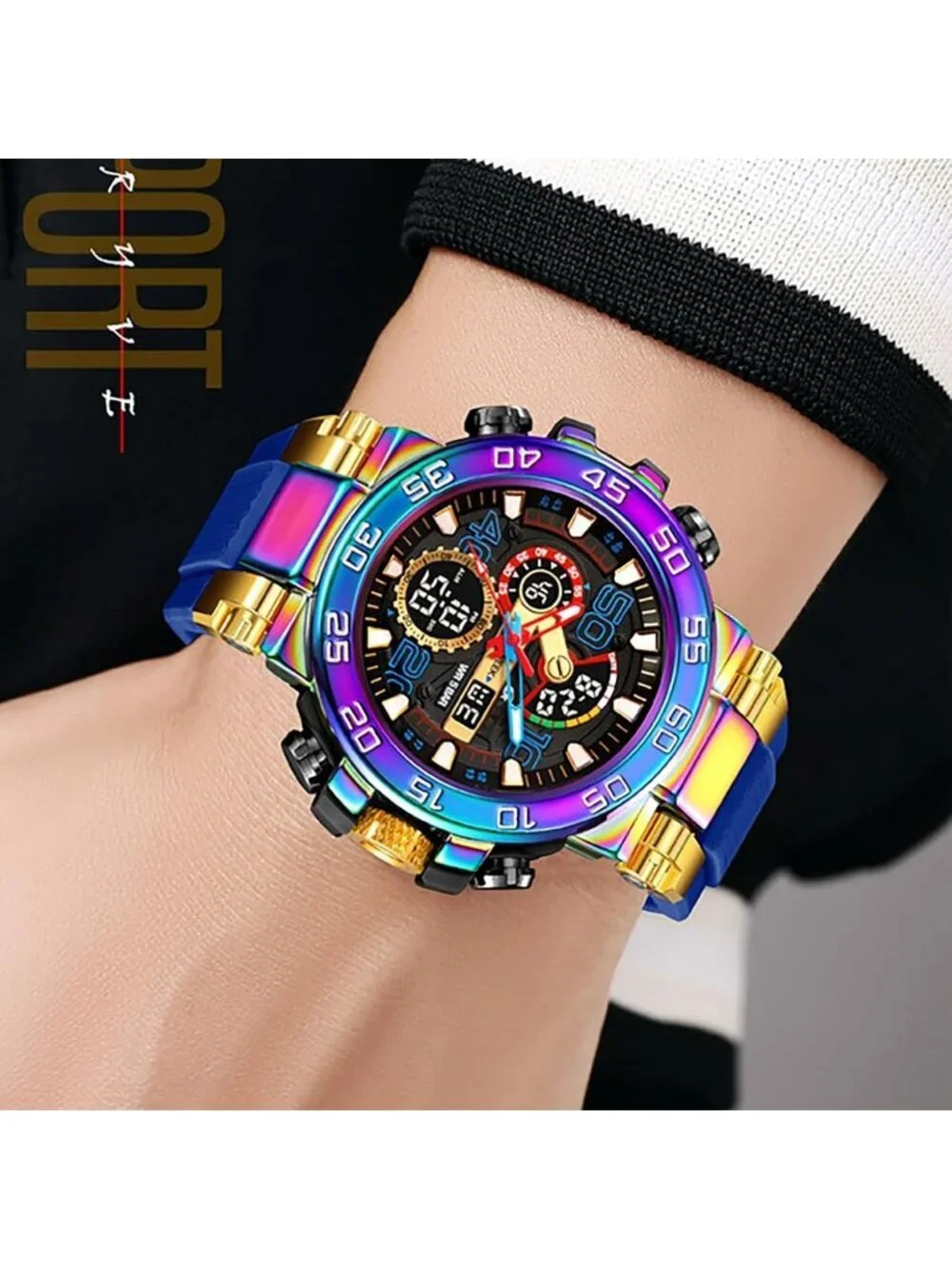 Men's Multi Color Analog Waterproof Sports Outdoor Military LED Digital Watch